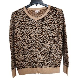 Merona Women's Sz XXL  Leopard Print Cardigan Sweater Long Sleeve Button Up